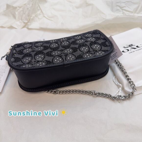 NWT Coach Swinger 20 Bag With Chain In Crystal Signature Jacquard CW568 Black - Picture 10 of 10